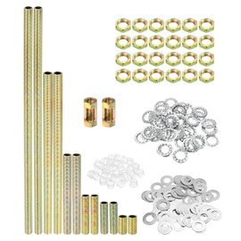 PATIKIL 1/8IP Thread 6 Size Lamp Pipe Kit with Lock Nuts Washers, 2 Set Fasteners Assortment Hardware for Chandelier Ceiling Light DIY, Zinc Plating