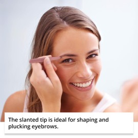 Rubis Classic Collection - Professional Eyebrow Tweezers Slanted Tip - Slanted Tweezers for Eyebrow Plucking and Hair Removal (Pink)