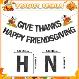 Give Thanks Banner Happy Friendsgiving Banner Friendsgiving Party Decorations Friendsgiving Decorations Thanksgiving Party Decorations Thanksgiving Decorations Glitter Black
