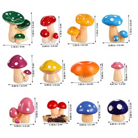 jojofuny 24pcs Miniature Resin Mushroom Ornaments for Garden Decoration Sturdy DIY Fairy Garden Accessories with Simulation Mushrooms Portable Tiny Figurines for Terrariums and Outdoor