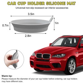 Ohleats 2 PCS Car Cup Coaster, 2.75 Inch Silicone Non-Slip Auto Cup Holder Insert Coasters, Universal Recessed Drink Cup Mat for Most Vehicles, Interior Decor Car Accessories (Gray)