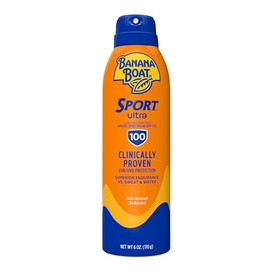 Banana Boat Protector solar Ultramist, protector solar en aerosol para proteger del sol con amplio espectro y rendimiento para deportes, SPF 100