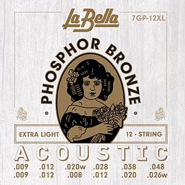 La Bella 7GP-12XL Phosphor Bronze - Extra Light 12- String Acoustic Guitar 9-26