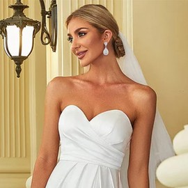 BriLove Women's Wedding Bridal Crystal Infinity Figure 8 Cluster Beads Dangle Earrings Clear Silver Tone