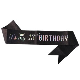 Glitter Birthday Sash for Women,Birthday Party Favors Supplies Decorations,Its my birthday Sash for Women Girls Men Boys, 13 Years Old, 31.5 inches