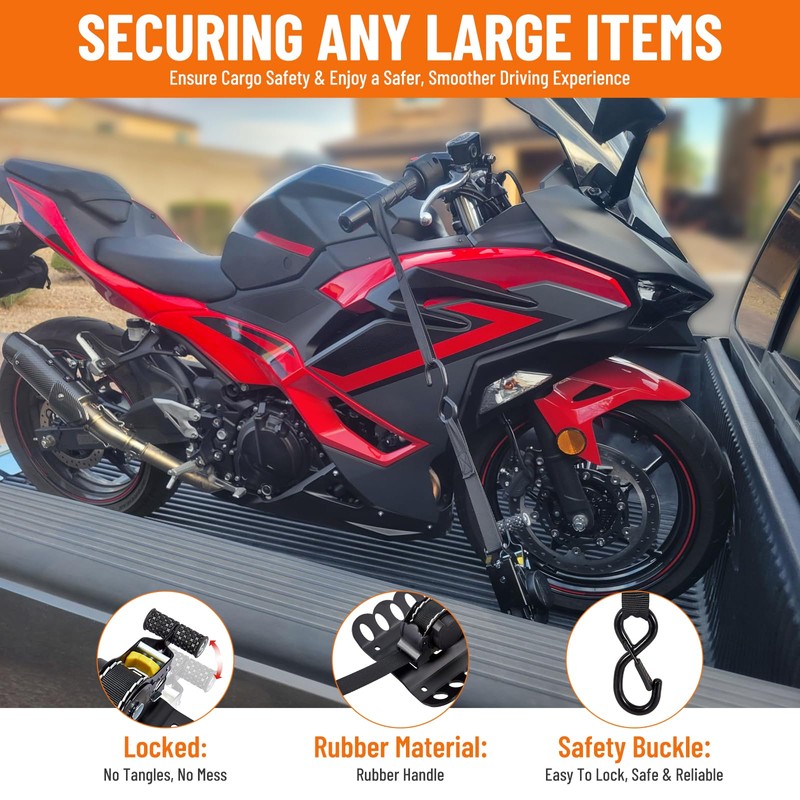 2 Pcs Retractable Ratchet Straps Compatible with 2015-2025 Ford F-150