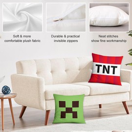 YCVBCY Minecr Children's Cushion Cover Cartoon Cushion Cover Fluffy Soft Decorative Cushion Cover Anime Computer Game Cushion Cover Home Soft Comfortable 45 x 45 cm