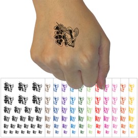 Hummingbird Hovering Over Flowers Temporary Tattoo Water Resistant Fake Body Art Set Collection - Purple (One Sheet)