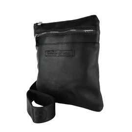 GianMarcoVenturi GIANMARCO VENTURI Men's Adjustable Shoulder Strap Faux Leather Multi-Pocket Bag, black