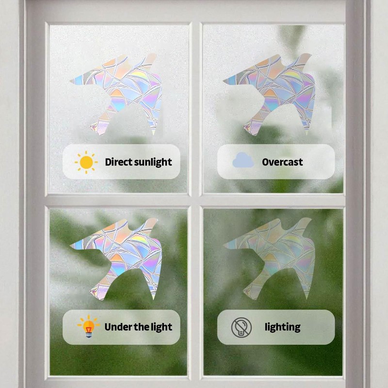 Window Stickers, Anti-Collision, Pack of 32 Prism Window Stickers, Bird