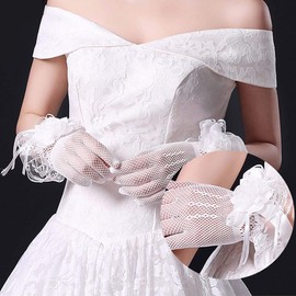 Bridal Wedding Gloves Party Dress Lace Short Gloves B06