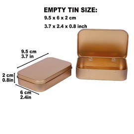 Forever bene Small Metal Box with Lid Rose Gold-6 PCS Cookie Tins Metal Tins with Lids Lens Wipes Storage Container Black Mini Portable Box Empty Hinged Tin for organize Jewelry,Crafts +Label paper