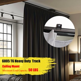 Curtain Track Heavy Duty Ceiling Wall Mount Sliding Curtain Track Rail Rod System with Rollers Clips Hooks Room Divider Privacy Partition Separator