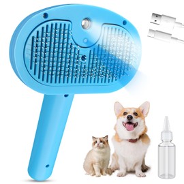 SOGUE Pet Steam Brush for Dog,Gentle Cat & Dog Brush for Shedding Self-Cleaning Cat Brushes for Indoor Cats Spary Pet Hair Removal Tool for Massage,Grooming Dog Brush for Short&Long Haired Dogs Blue
