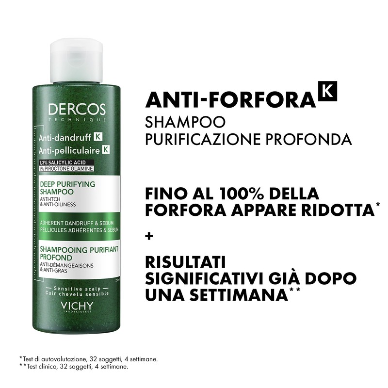Vichy Dercos Anti-Dandruff K, Deep Cleansing Shampoo for Oily and