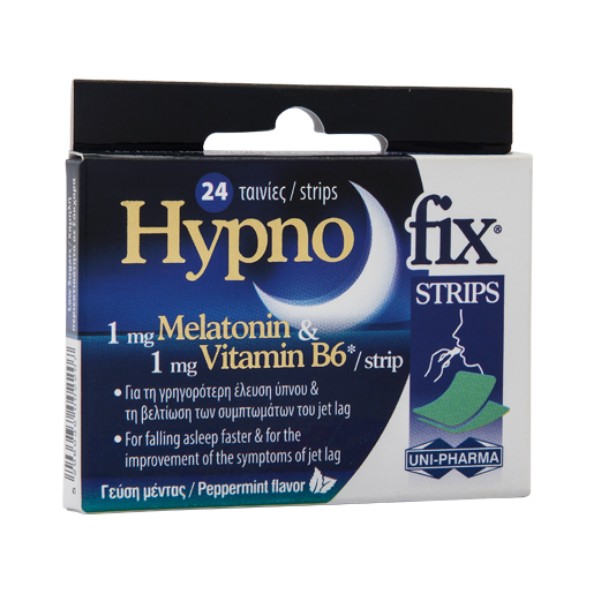 Uni-Pharma Hypno fix Melatonin Vitamin B6 24 strips Peppermint Flavor