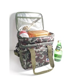 BAGNEER Insulated Lunch Bag Portable Double Deck Cooler Bag Durable Waterproof Office Outdoor Gifts Picnic Food & Drink Thermal Storage Box With Shoulder Strap For Adult Men Women, 14L (Camouflage)