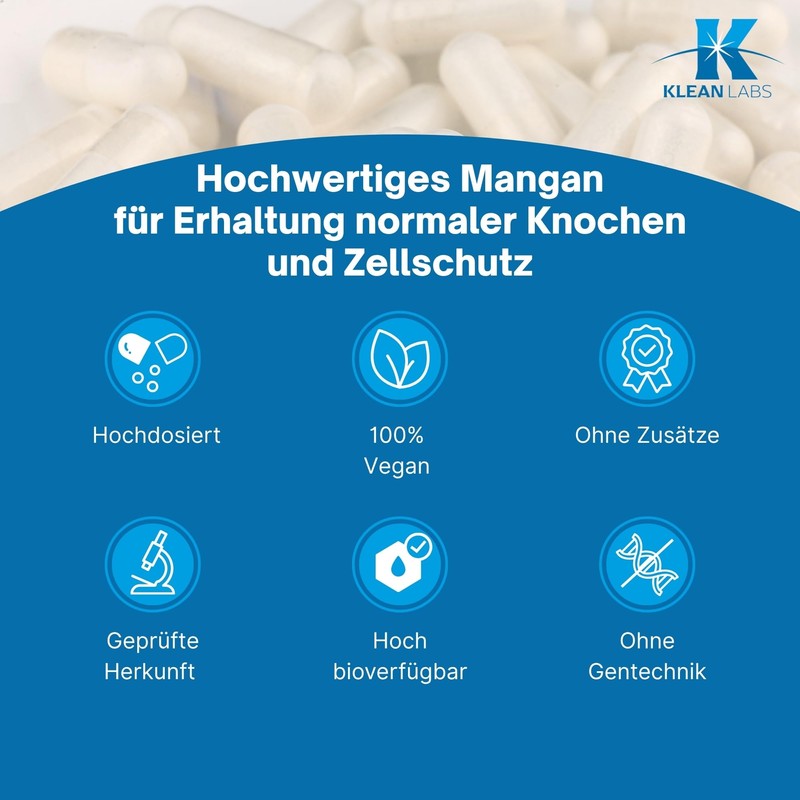 Klean Labs - Manganese 11mg - 90 Capsules - Vegan,