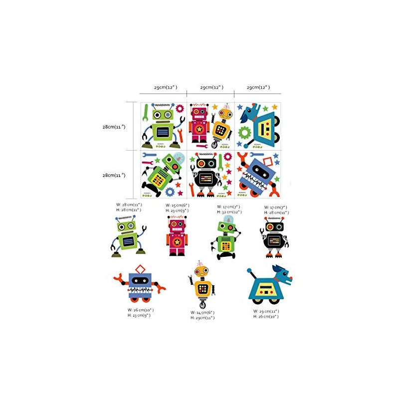 Runtoo Robots - Calcomanías de pared educativas para el aula