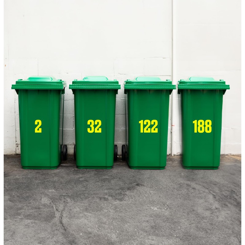 Wheelie Bin Numbers 1-999 (and/or. Letters A-Z) 2 Sets Waterproof