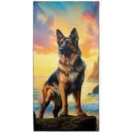 YISUMEI Microfibre Beach Towel XXL Beach Towel Lightweight Bath Towel Quick Drying German Shepherd 180 x 90 cm