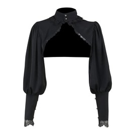 Goth Victorian Shrug Bolero Tops Bishop Sleeve Gothic Puff Long Sleeve Crop Top Punk Shawl Arm Sleeves for Women