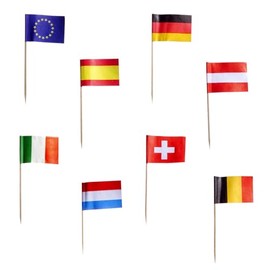 PAPSTAR Flags Assorted 1 BOX = 20 x 50 Toothpicks with Decorative 7 cm 12665