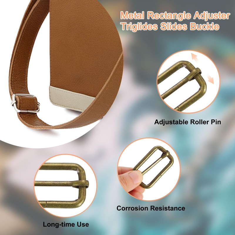 sourcing map Slide Buckle, 10Pcs 1 1/2" - Metal Tri-Glides