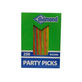 Diamond 250 Count Multicolor Toothpicks Sturdy Decorative Picks for Parties and Events