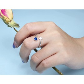 Faith Hope Love Jewelry for Women - 925 Sterling Silver Cross Adjustable Wrap Ring Y-pendant Necklace Inspirational Jewelry Gift for Girlfriend Ladies (Sapphire)