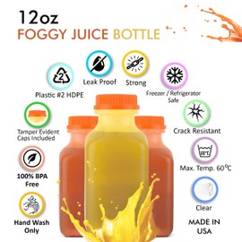 EcoQuality Empty Plastic Juice Bottles with Tamper Evident Caps 12 OZ - Smoothie Bottles - Ideal for Juices, Milk, Smoothies, Picnic's and even Meal Prep Juice Containers (12 ounces) (20)