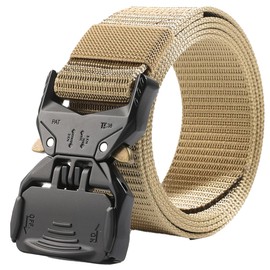 White Fang BT867 Men's Belt, Casual, Outdoors, Airsoft Design, Side Release, Simple, Work, Solid Color,, Khaki