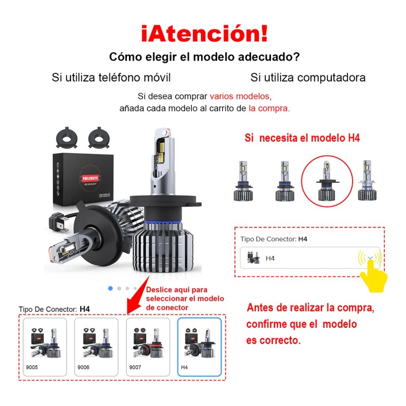 Kit De Faros Luz Led H4 H7 H11 9005 9006