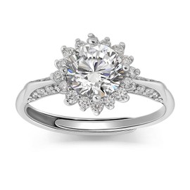 Meissa 0,95 Karat Rundschliff-Diamant-Verlobungsring für Damen, Sterling Silber Hochzeitsring gefälschter Verlobungsring Versprechensring Band für Jahrestag und Hochzeit