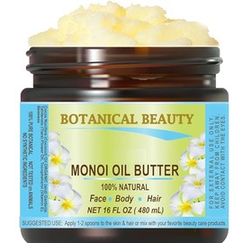Botanical Beauty MONOI OIL BUTTER Pure Natural Virgin Unrefined RAW 16 Fl. Oz.- 480 ml for FACE, SKIN, BODY, DAMAGED HAIR, NAILS