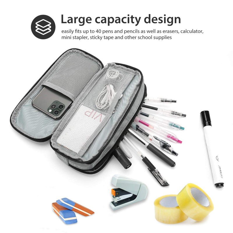 ProCase Pencil Case Pen Bag, Two Layers Big Capacity Pencil
