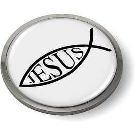 Jesus Fish 3D Domed Emblem Badge Car Sticker Chrome Round Bezel