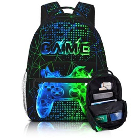 Nebrpio School Backpack For Boys Gaming Boys Backpack Cool Game Bookbag For Kids Children Elementary Middle School Ages 6-18 Video Game Back Pack