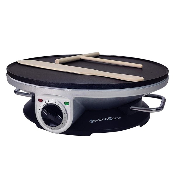 Health and Home Crepe Maker - 13 Inch Crepe Maker & Electric Griddle & Non-stick Pancake Maker-Crepe Pan (Silver-A)