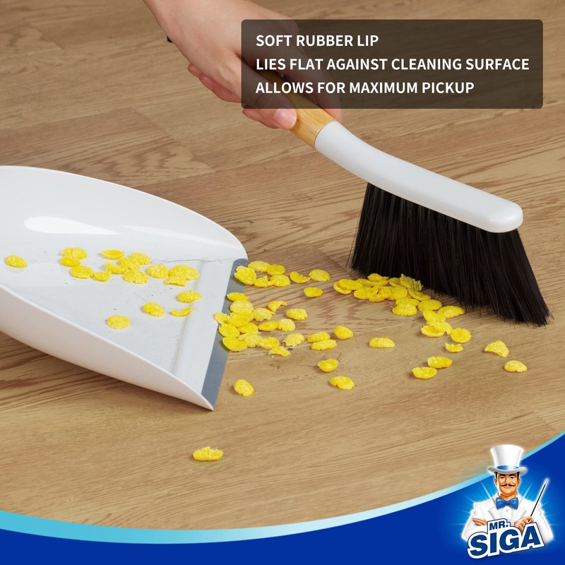 MR.SIGA Dustpan and Brush Set, Portable Cleaning Brush and Dustpan
