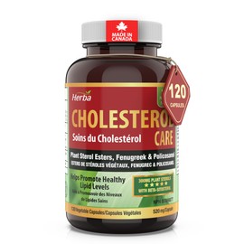 Herba Herba Cholesterol Care C 120 Capsules | Cholesterol Lowering Supplement with Plant Sterols, Fenugreek, and Policosanol 20mg | Cholesterol Supplement to Lower and Promote Healthy Blood Lipid Levels | Made in Canada