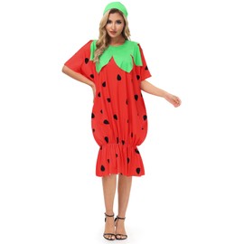 For G and PL Carnival Women's Men's Adult Party Costumes Fancy Dress Strawberry Strawberry Fruit Costume Unisex Red L