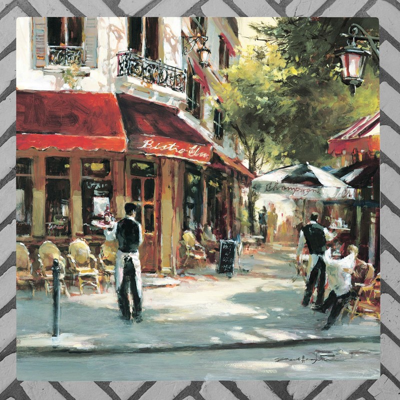 Global Designs Bistro Waiters Ceramic Tile Picture Plaque Sign Wall