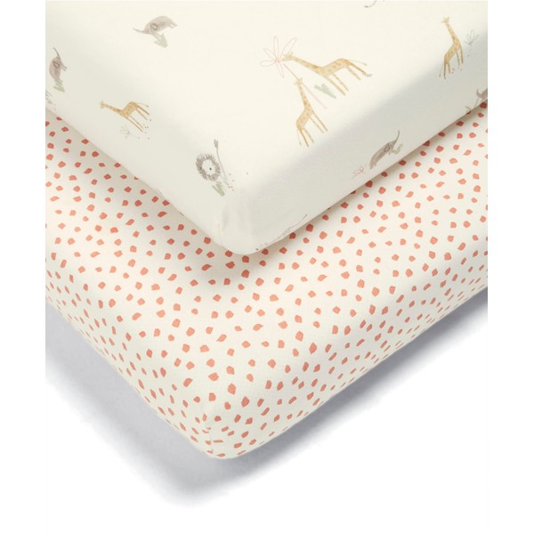Mamas & Papas 2 Pack Cot/Bed Fitted Sheets, Jungle