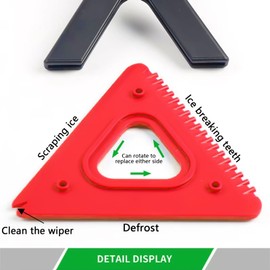 Tinsaen 11" Ice Scraper for Windshield of Car Trucks to Remove Snow Frost, Multi Functional Windshield Ice & Frost Removal Tool, Black & Red Ice Scrapers with Removable Detachable Triangle Board