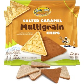 Shibolim Salted Caramel Crisps, Multigrain Cakes Chips, Gluten Free Snacks, Kosher Snack - 4 Bags