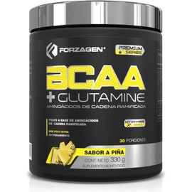 Forzagen | Aminoácidos BCAA + Glutamine | 8 g de BCAA 2:1:1 | 2 g de L-Glutamina | 30 Servicios | Sabor Piña| Post-Intra Entrenamiento | Con Complejo de Hidratación Hydragen® | 330 g