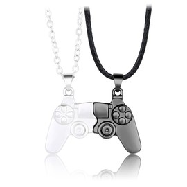 GAUEIOUR Game Controller Necklaces,Magnetic Alloy Couple Necklaces, 2-Pack Split Magnetic Silver and Black Necklaces, Friendship Necklaces, Love Necklaces, Couples Necklaces, Great Gifts.