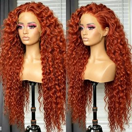 ginger orange curly synthetic wig 13x4 lace front wigs for women