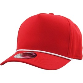 KBE-5-SNAP RED-WHT Classic 5 Panel Constructed Front Baseball Cap Adjustable Snapback Hat
